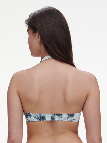 Flex Size Wireless Plunge Swim Top - Tie Die - Splash Denim