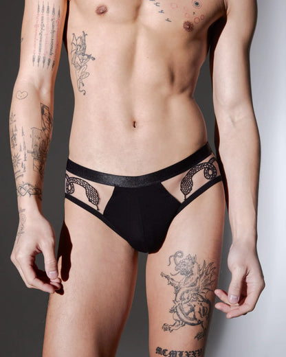 Medusa V-Cut Brief - Black/Butterscotch Nude