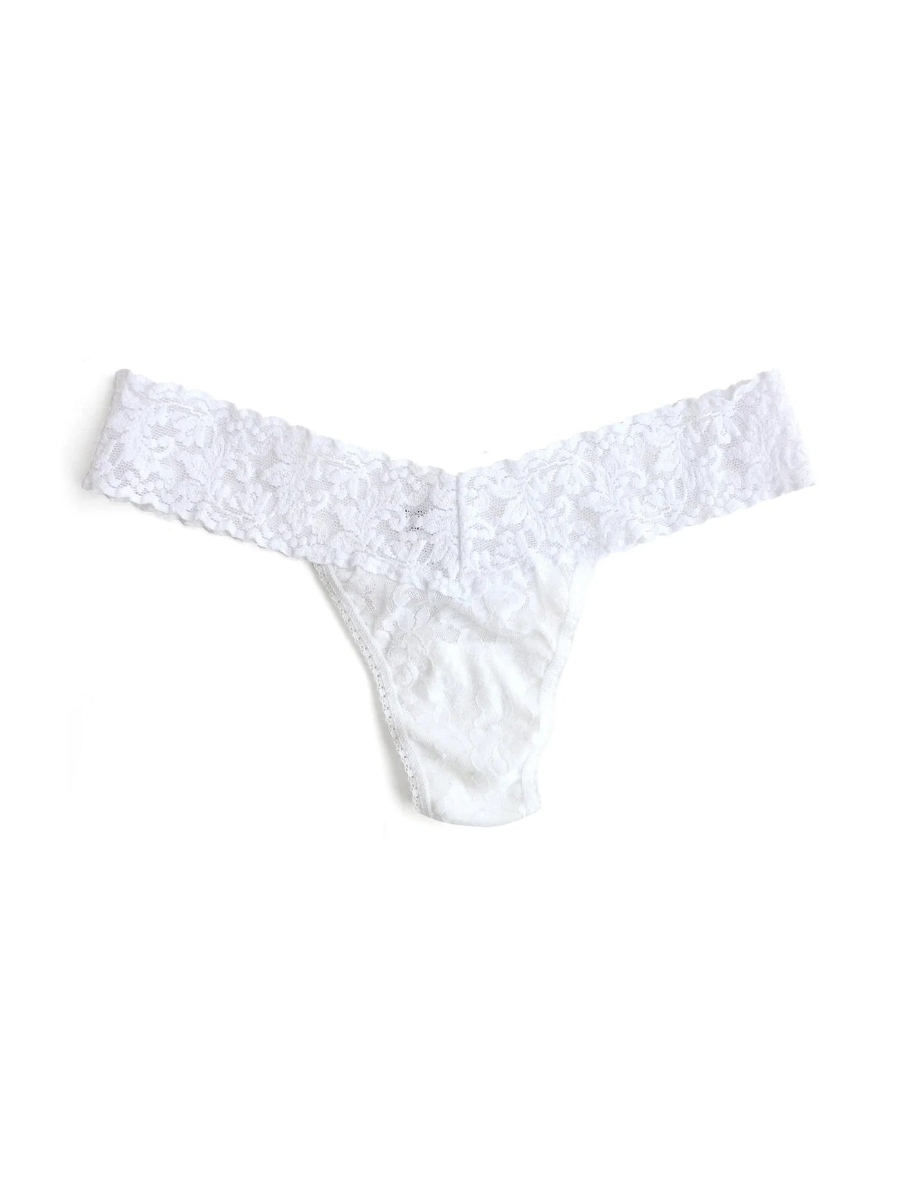 Signature Lace Low Rise Thong - White