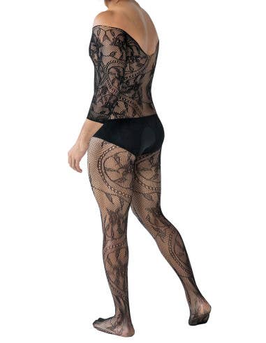 Black Lacey Crotchless Fishnet Bodystocking