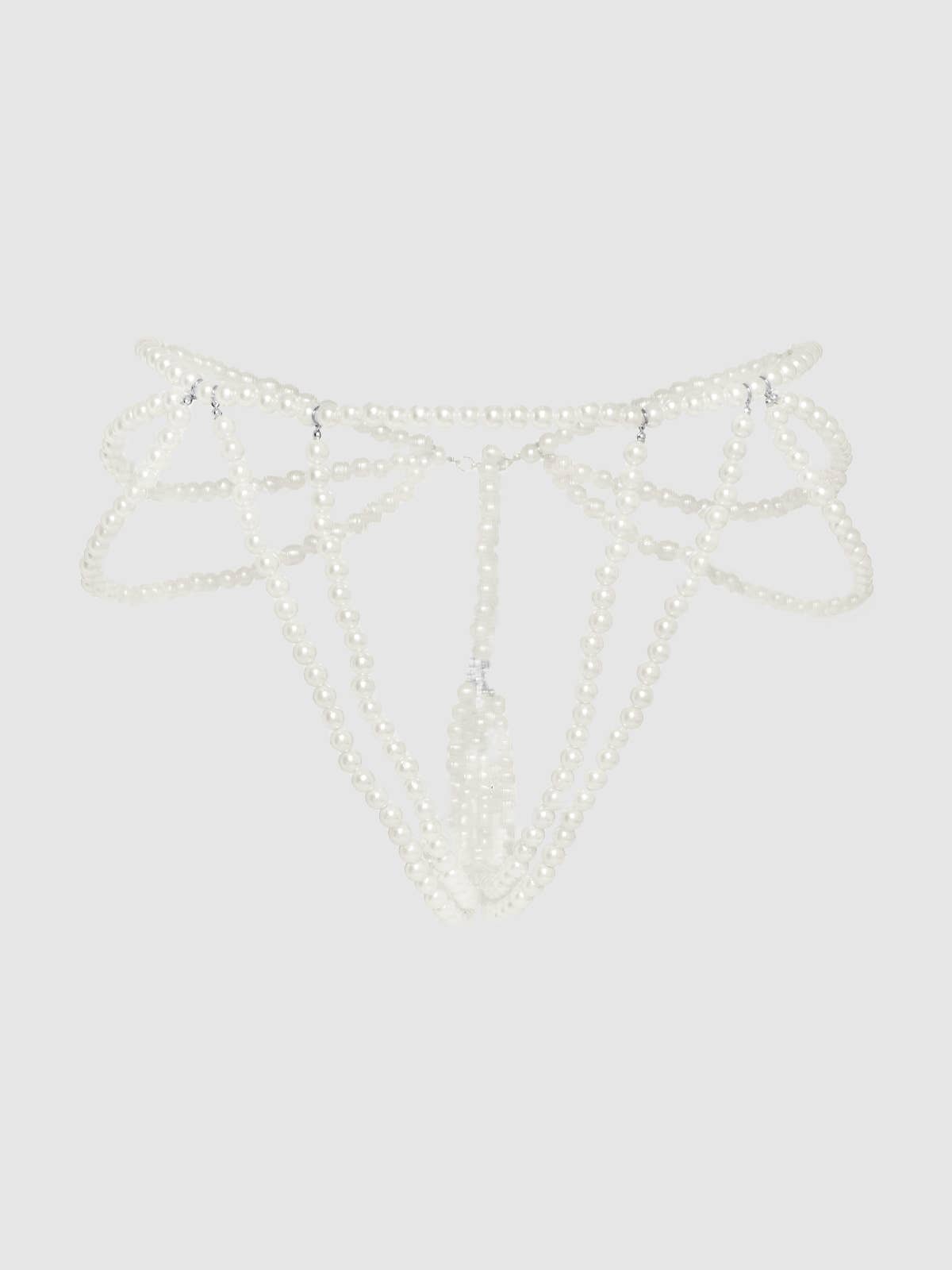 PEARL DRAPED PANTY - WHITE - ONE SIZE