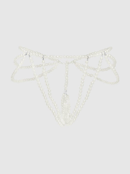 PEARL DRAPED PANTY - WHITE - ONE SIZE