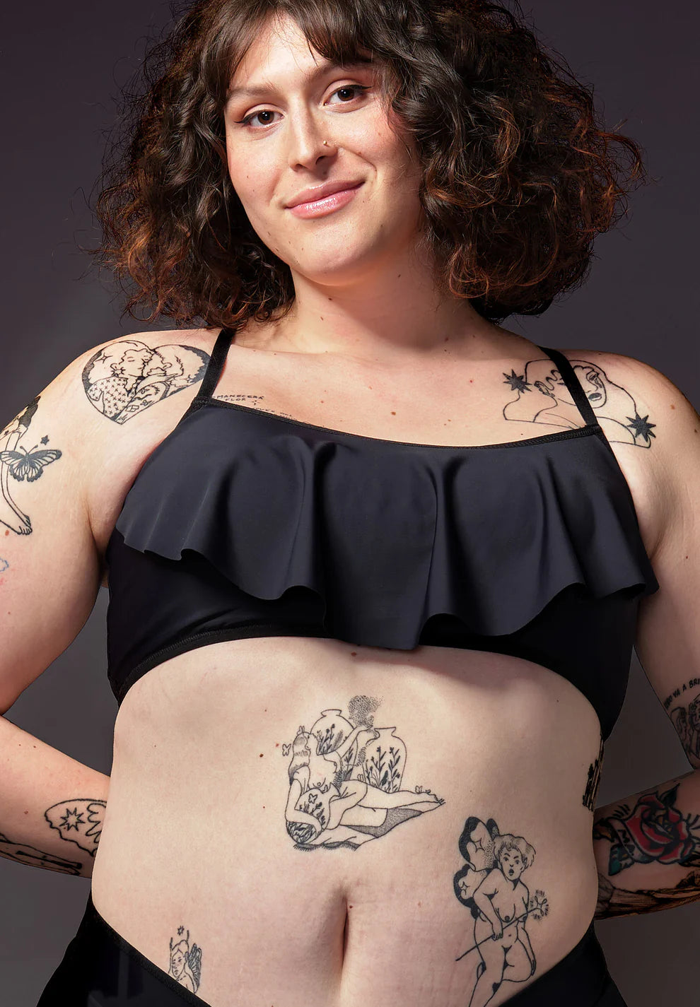 Bikini Top w/ Ruffle - Black