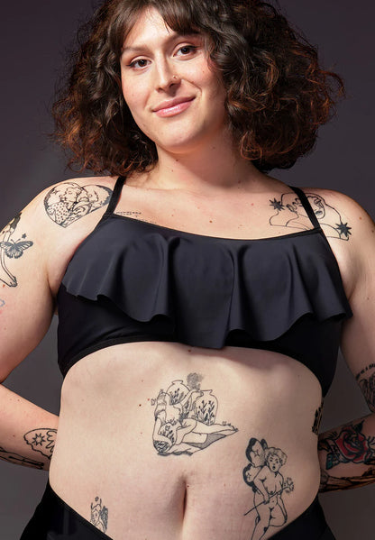 Bikini Top w/ Ruffle - Black