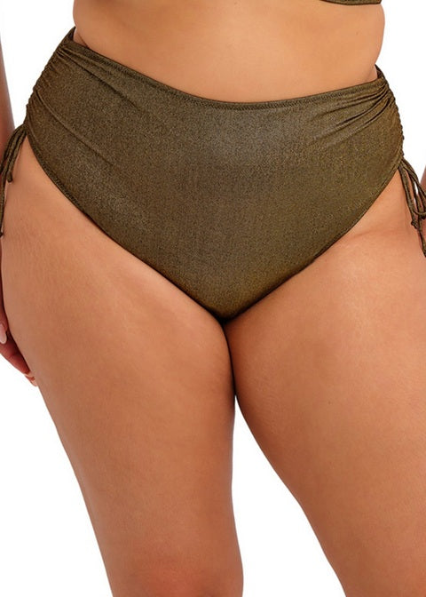 Sunset Shimmer Adjustable Bikini Brief - Gold Rush Olive Green