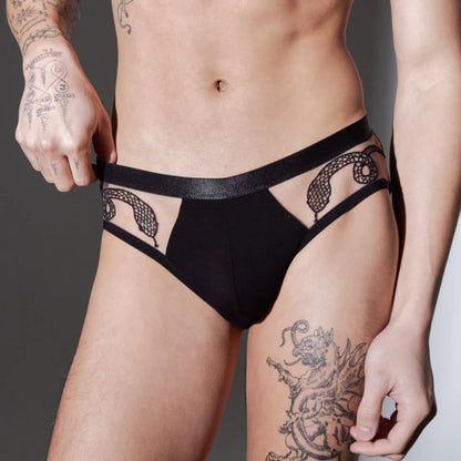 Medusa V-Cut Brief - Black/Butterscotch Nude