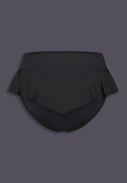 Tucking Bikini Brief w/ Ruffle - Black