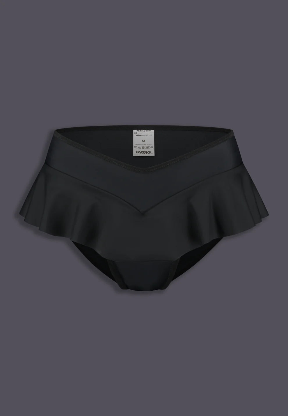 Tucking Bikini Brief w/ Ruffle - Black