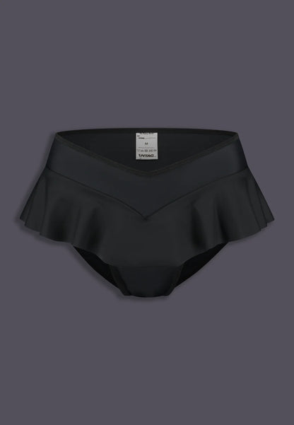 Tucking Bikini Brief w/ Ruffle - Black