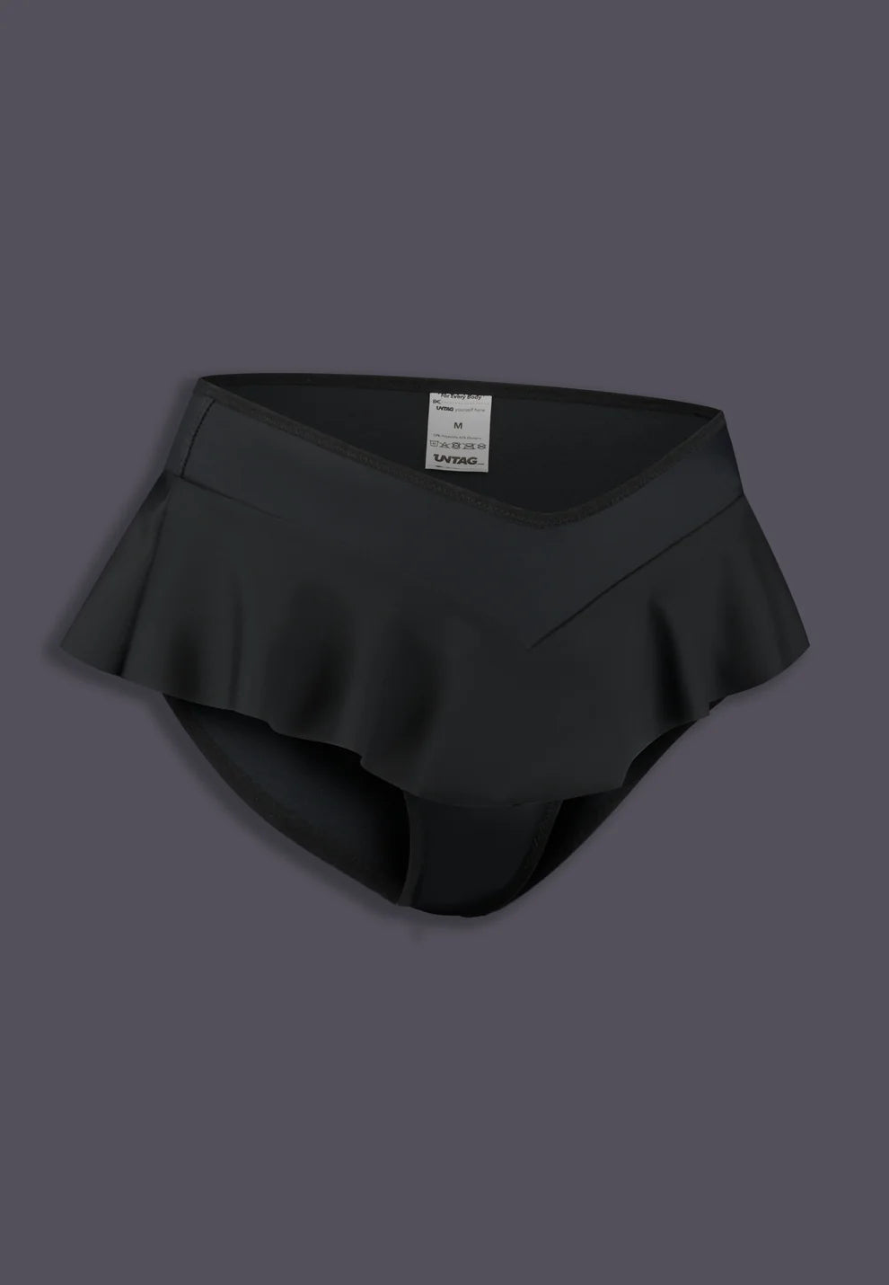 Tucking Bikini Brief w/ Ruffle - Black