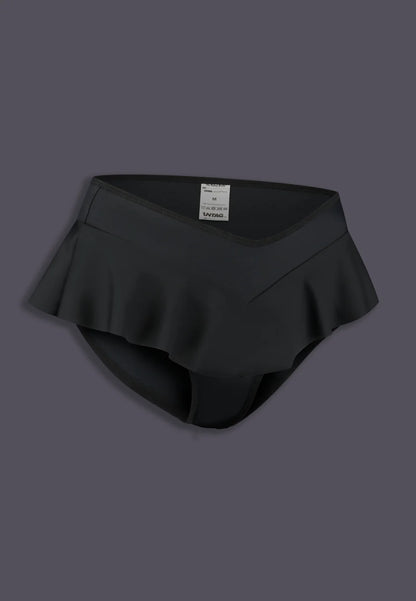 Tucking Bikini Brief w/ Ruffle - Black