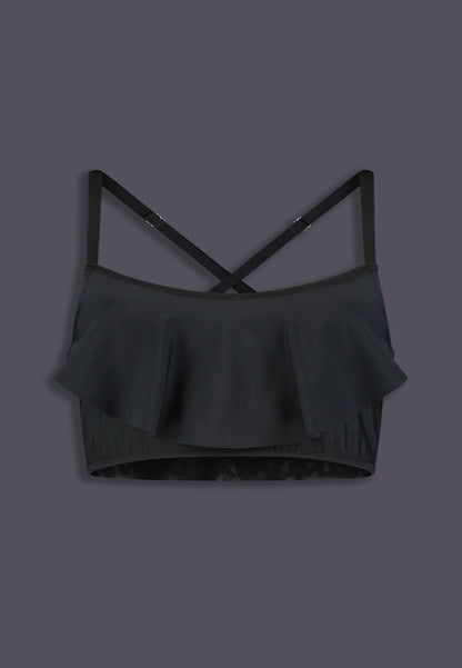 Bikini Top w/ Ruffle - Black