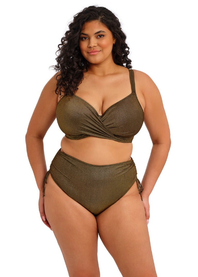 Sunset Shimmer Adjustable Bikini Brief - Gold Rush Olive Green