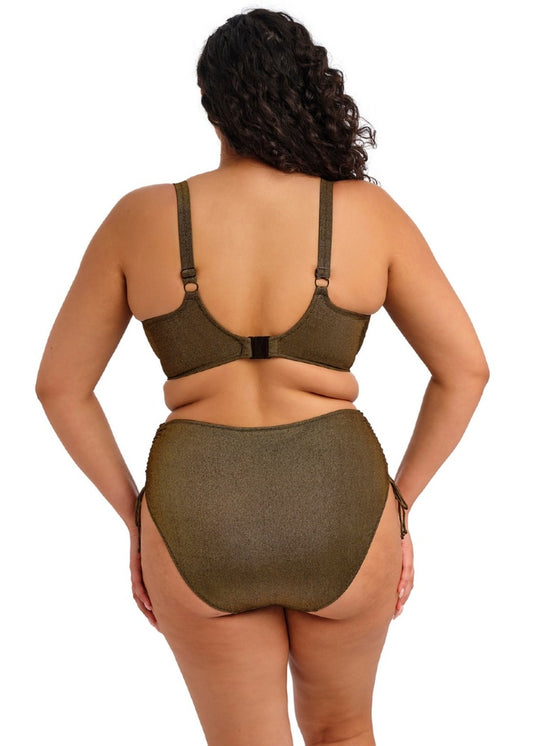 Sunset Shimmer Uw Plunge Bikini Top - Gold Rush Olive Green