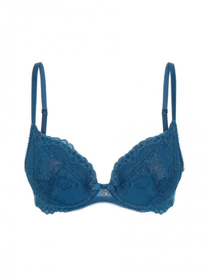 Superboost Lace Padded Plunge Bra - Deep Teal Blue