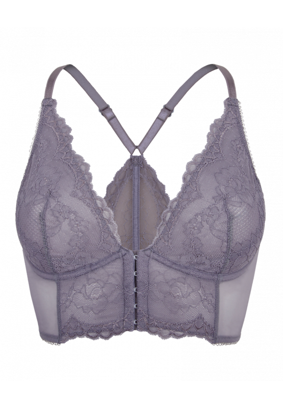 Superboost Lace Deep V Bralette - Platinum Grey