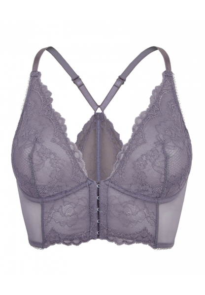 Superboost Lace Deep V Bralette - Platinum Grey