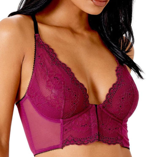 Superboost Lace Deep V Bralette - Purple Potion