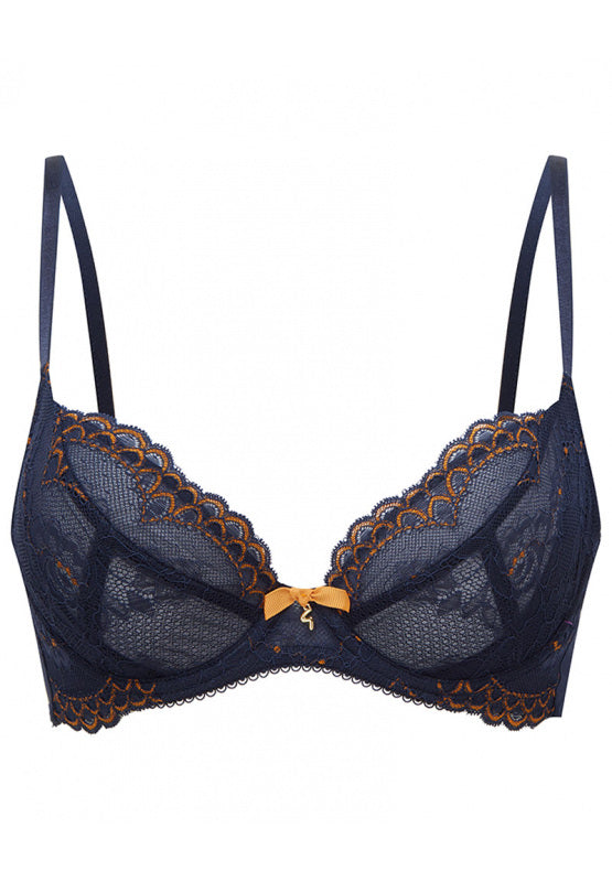 Superboost Lace Plunge Bra - Blue/Gold