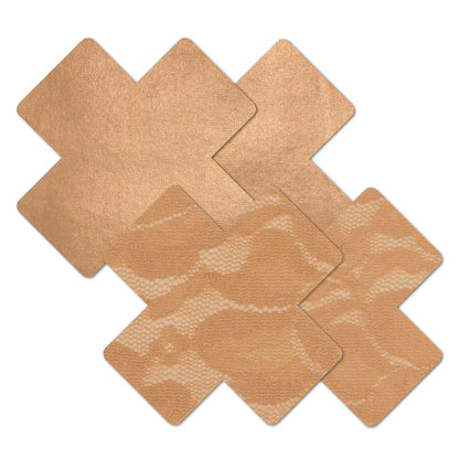 Cross Nipple Covers - Caramel