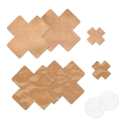 Cross Nipple Covers - Caramel