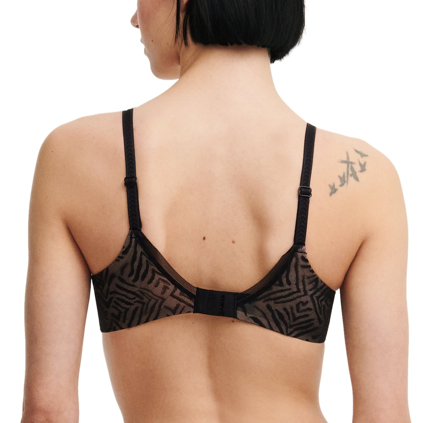 Graphic Allure Triangle Plunge Lace Bra - Black