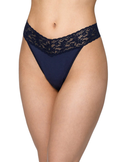 Cotton Regular Rise Thong - Navy