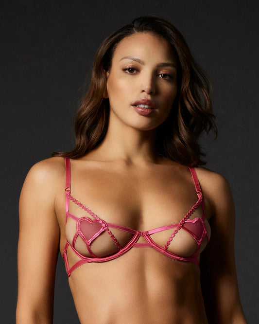 Valentines Day lingerie Hot Pink open bra