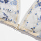 Carlotta Sand Triangle Bralette - Off-White w/ Blue Floral Embroidery