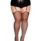 Plus Size Silky Sheer Thigh Highs - Black with Reversable Backseam