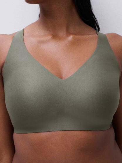 Softstretch Power V-Neck Wireless Support Bra - Vert Argile Green