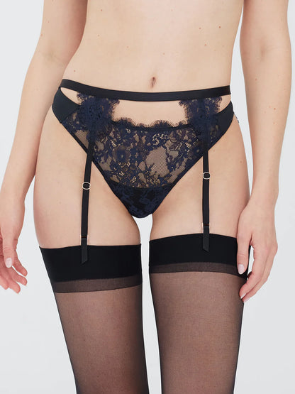 Entice Garter Belt - Black/Midnight