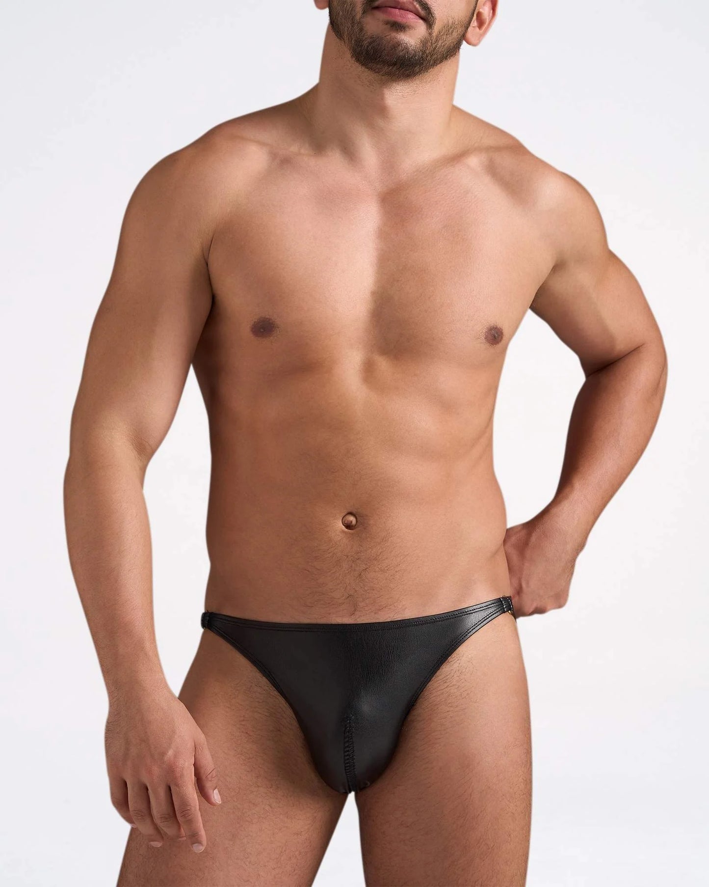 Faux Leather Flex Brief - Black