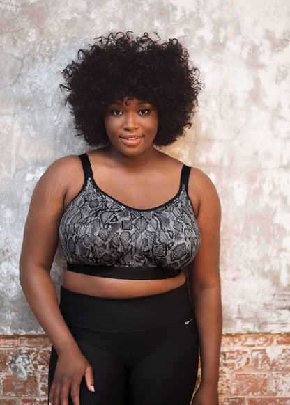 Goddess Sport Snake Wireless Sports Bra - Black