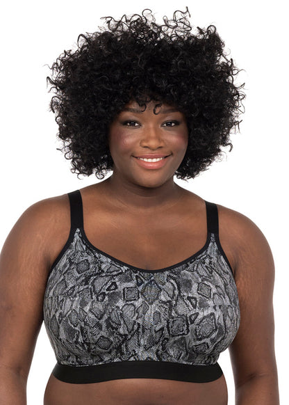 Goddess Sport Snake Wireless Sports Bra - Black