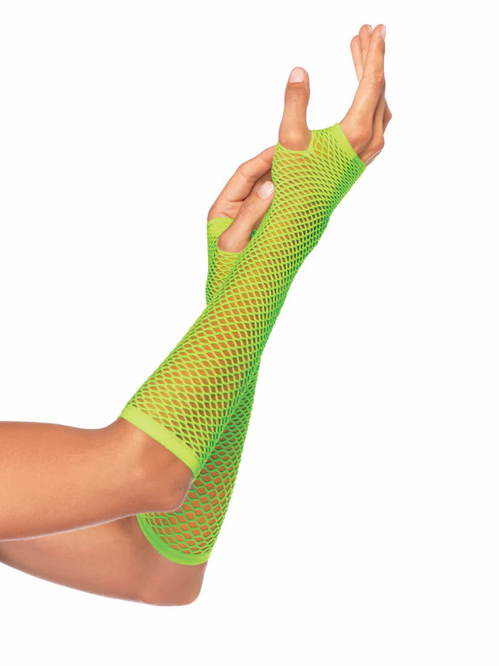 Fishnet Fingerless gloves - Neon Green