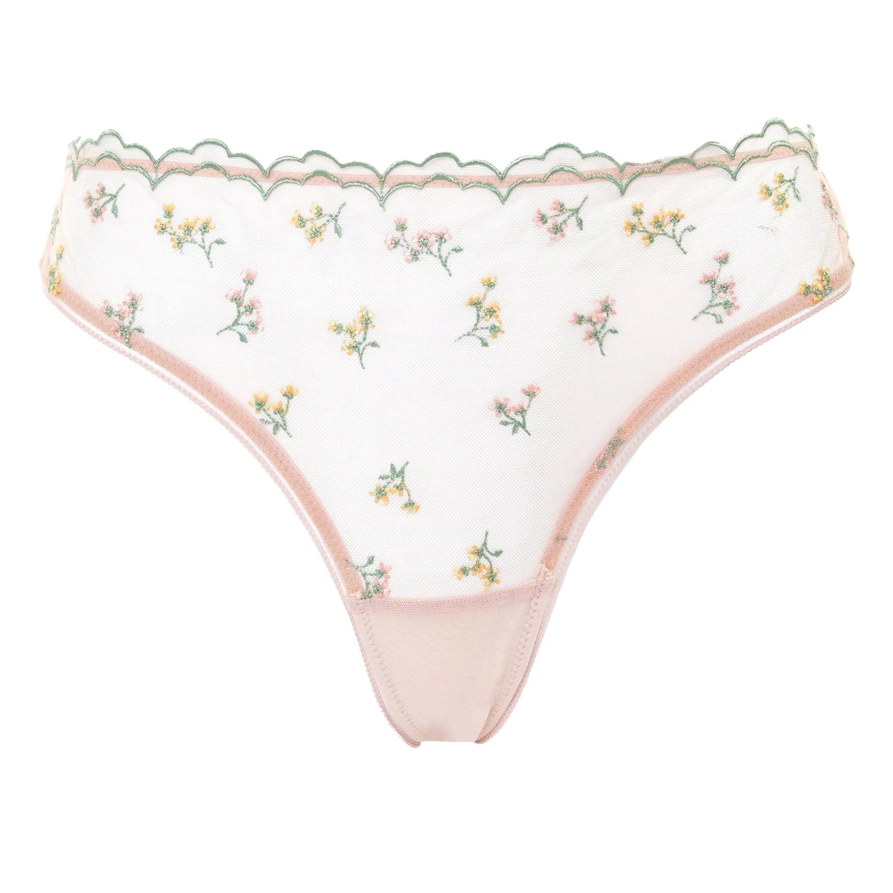 sheer floral thong