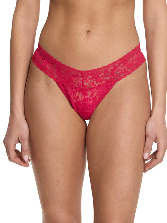 Signature Lace Low Rise Thong - Beet Juice Red