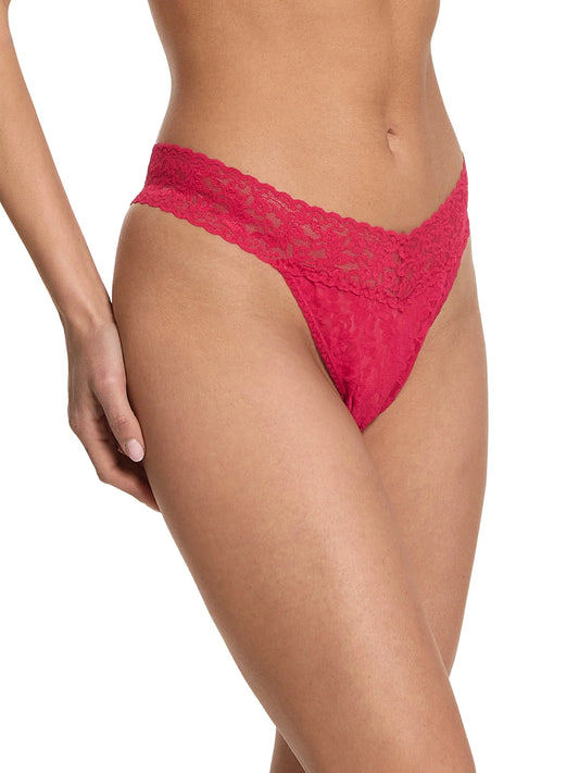 Signature Lace Original Rise Thong - Beet Juice Red