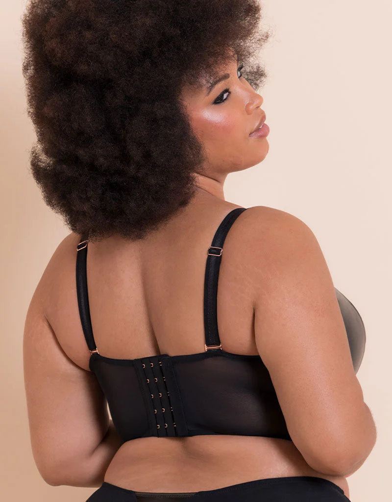 Hell For Pleather Superplunge Longline Bra - Black