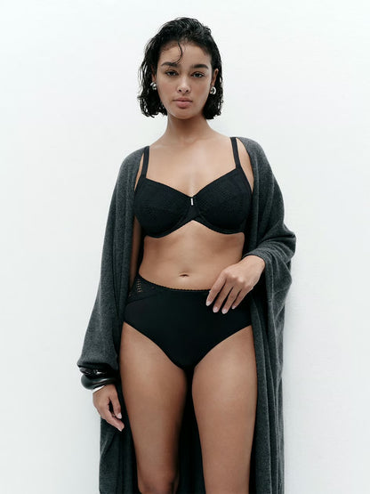 Easy Support Full Coverage Unlined Bra - Black