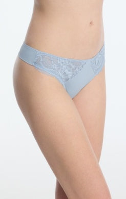 Light blue lace underwear on a white background