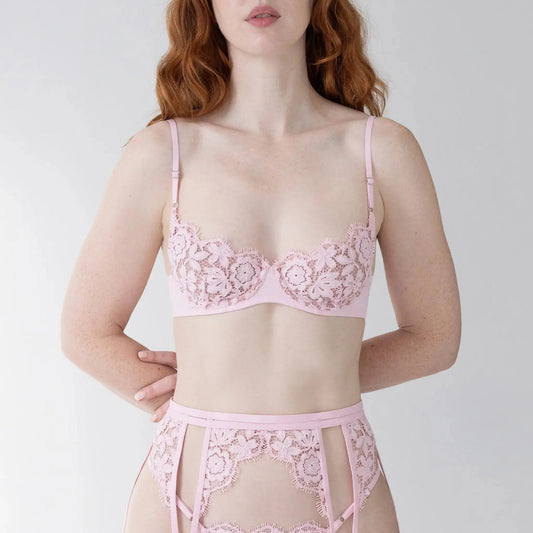 Frisson Lace Garter Belt - Rose