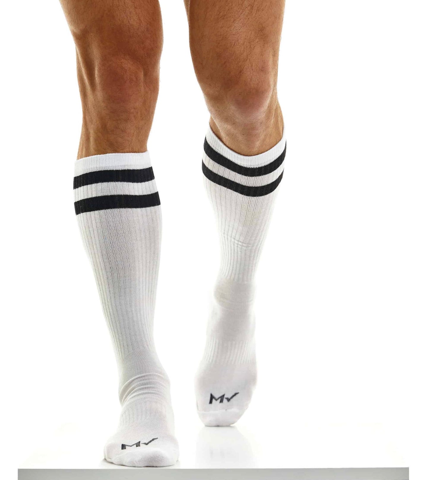 Soccer Socks - White with Black Stripes