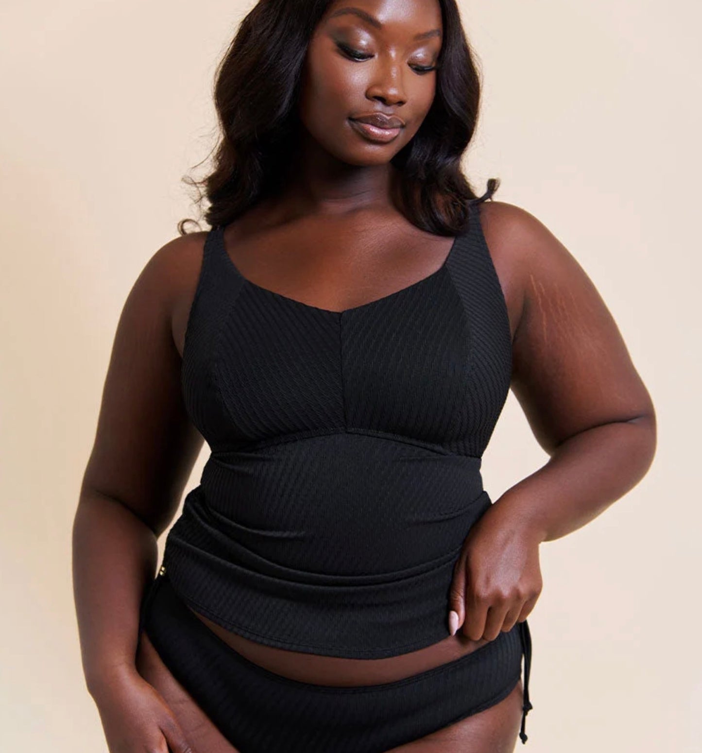 Jet Set Non-Wired Multiway Tankini Top - Black