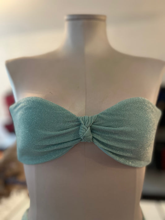 Shay Bandeau Bikini Top - Seafoam Glitter Green