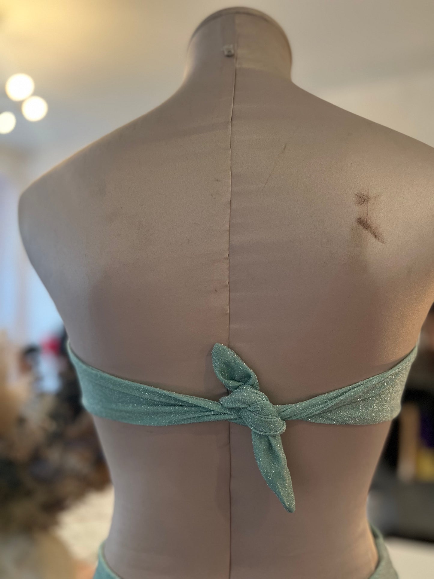 Shay Bandeau Bikini Top - Seafoam Glitter Green