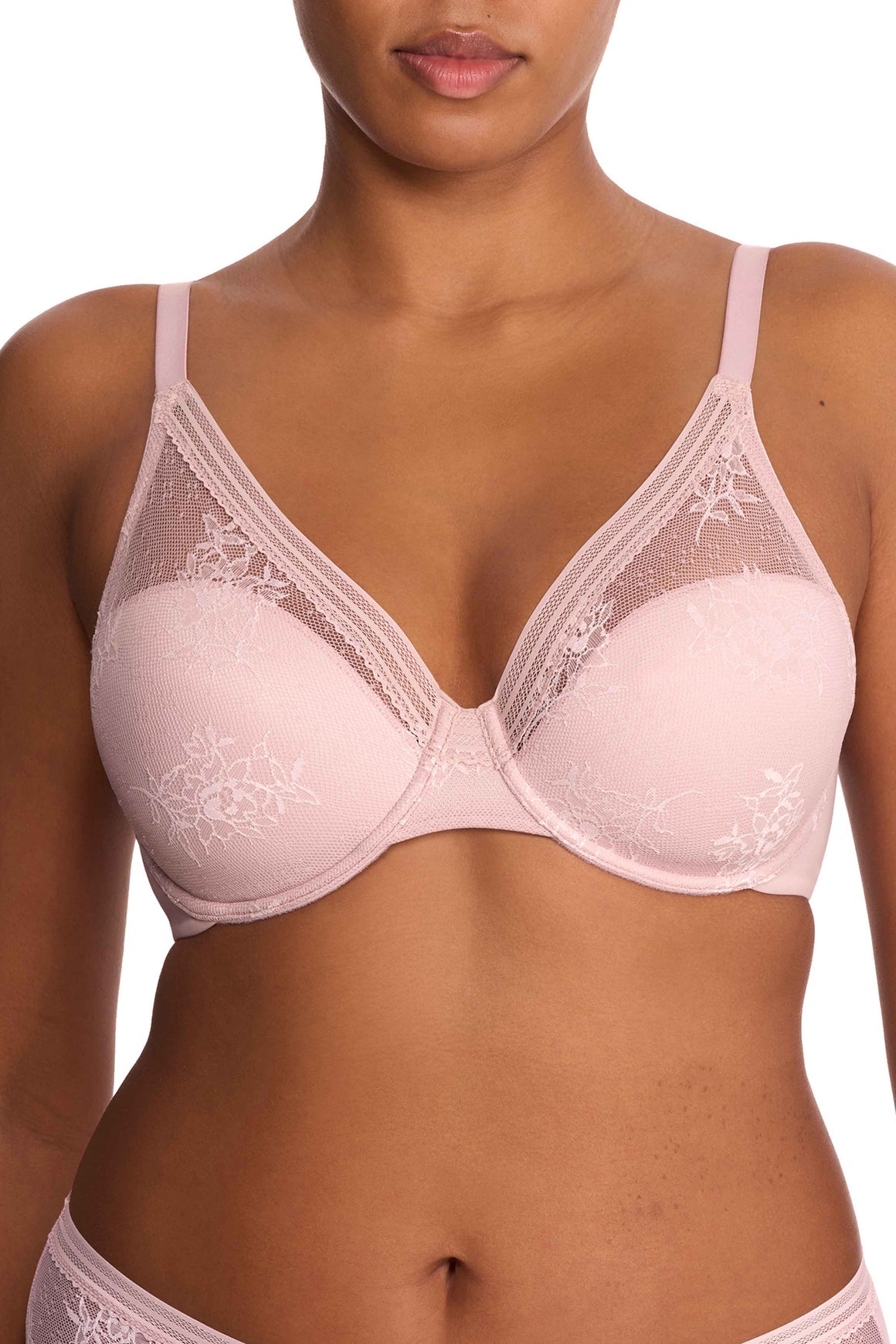 Love Lace Back Smoothing Plunge T-Shirt Bra - Pearl/White