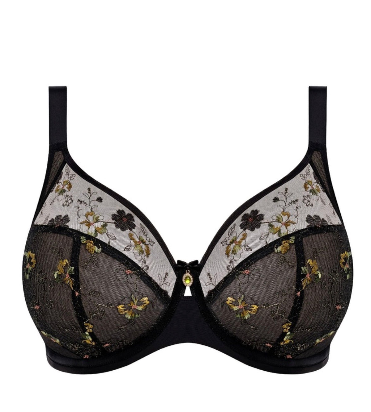 Lyriana Floral Bra - Jet Black