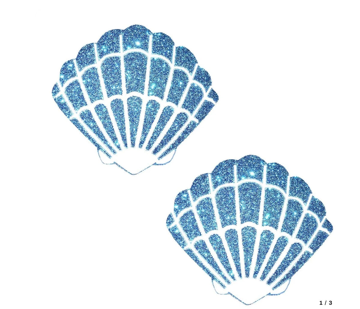 Bowie Blue Glitter Mermaid Shell Nipple Cover Pasties